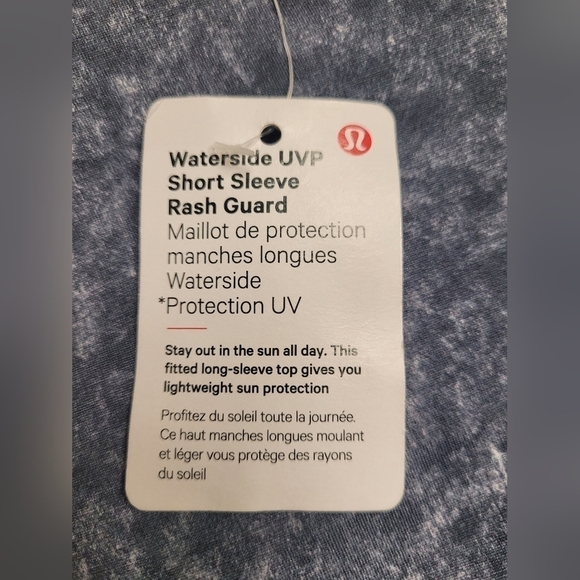 Lululemon Waterside UVP Short-Sleeve Rash Top Guard Denim Wash Blue Multi XXS - Picture 14 of 16